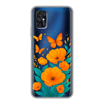 Силиконовый чехол на ZTE Blade V2020 Smart с принтом цветы бабочки