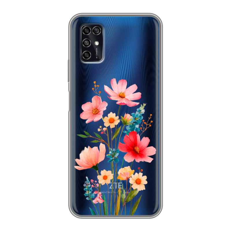 Силиконовый чехол на ZTE Blade V2020 Smart с принтом Цветы Силиконовый чехол на ZTE Blade V2020 Smart с принтом Цветы