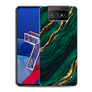 Силиконовый чехол на ASUS ZenFone 7 с принтом Мрамор зеленое золото Силиконовый чехол на ASUS ZenFone 7 с принтом Мрамор зеленое золото