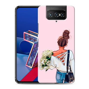 Силиконовый чехол на ASUS ZenFone 7 с принтом Девушка и букет Силиконовый чехол на ASUS ZenFone 7 с принтом Девушка и букет