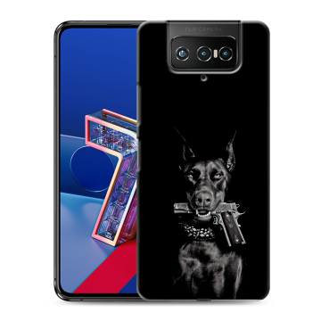 Силиконовый чехол на ASUS ZenFone 7 с принтом Доберман и пистолет Силиконовый чехол на ASUS ZenFone 7 с принтом Доберман и пистолет