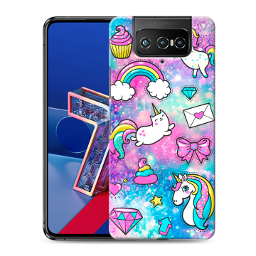 Силиконовый чехол на ASUS ZenFone 7 с принтом Единороги