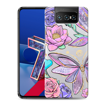 Силиконовый чехол на ASUS ZenFone 7 с принтом Бабочки и цветы