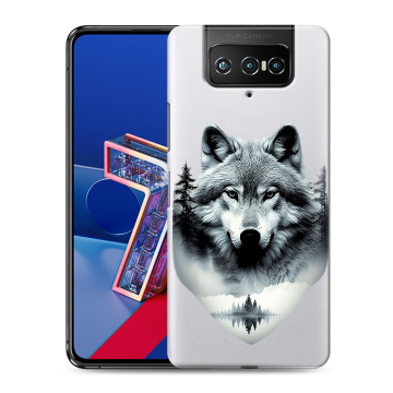 Силиконовый чехол на ASUS ZenFone 7 с принтом Волк в лесу