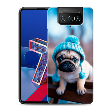 Силиконовый чехол на ASUS ZenFone 7 с принтом Мопс в шапке