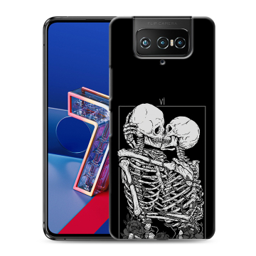 Силиконовый чехол на ASUS ZenFone 7 с принтом Поцелуй скелетов