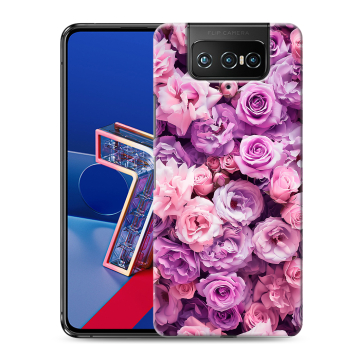 Силиконовый чехол на ASUS ZenFone 7 с принтом лавандовые розы