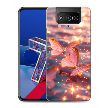 Силиконовый чехол на ASUS ZenFone 7 с принтом бабочки розовые Силиконовый чехол на ASUS ZenFone 7 с принтом бабочки розовые