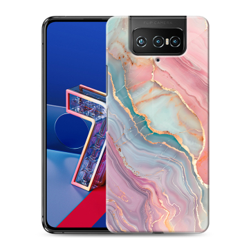 Силиконовый чехол на ASUS ZenFone 7 с принтом розовый мрамор