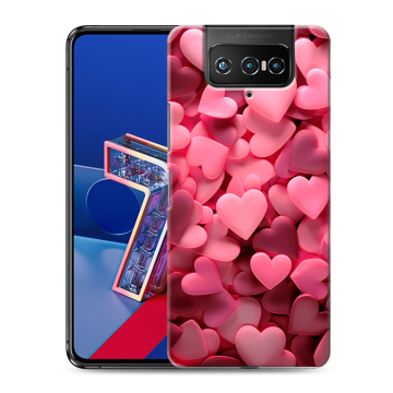 Силиконовый чехол на ASUS ZenFone 7 с принтом розовые сердечки Силиконовый чехол на ASUS ZenFone 7 с принтом розовые сердечки