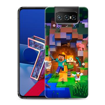 Силиконовый чехол на ASUS ZenFone 7 с принтом Майнкрафт Minecraft Силиконовый чехол на ASUS ZenFone 7 с принтом Майнкрафт Minecraft