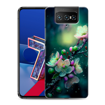 Силиконовый чехол на ASUS ZenFone 7 с принтом Цветы и мрамор