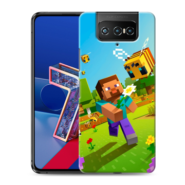 Силиконовый чехол на ASUS ZenFone 7 с принтом Майнкрафт Minecraft