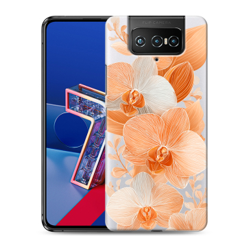 Силиконовый чехол на ASUS ZenFone 7 с принтом Бежевые цветы