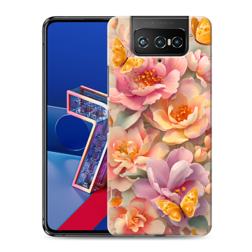Силиконовый чехол на ASUS ZenFone 7 с принтом Цветы и бабочки