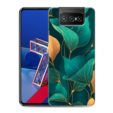 Силиконовый чехол на ASUS ZenFone 7 с принтом Листья и золото