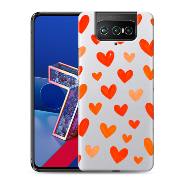 Силиконовый чехол на ASUS ZenFone 7 с принтом Сердечки