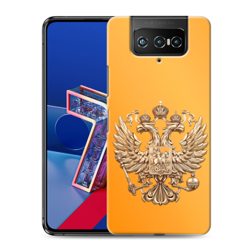 Силиконовый чехол на ASUS ZenFone 7 с принтом Герб Флаг России