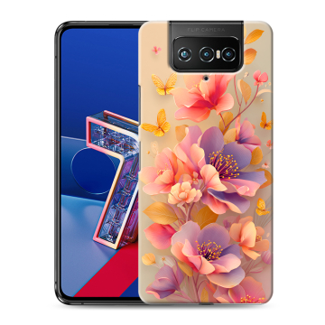 Силиконовый чехол на ASUS ZenFone 7 с принтом Цветы и бабочки