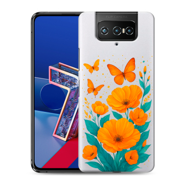 Силиконовый чехол на ASUS ZenFone 7 с принтом цветы бабочки