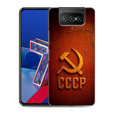 Силиконовый чехол на ASUS ZenFone 7 с принтом Флаг Герб СССР