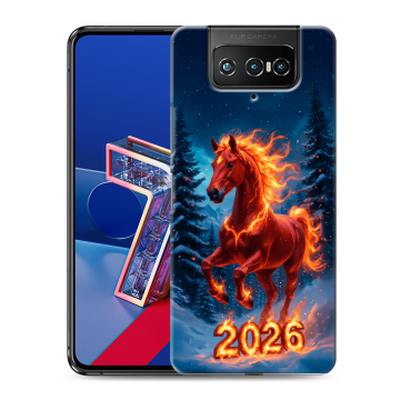 Силиконовый чехол на ASUS ZenFone 7 с принтом Новый год коня
