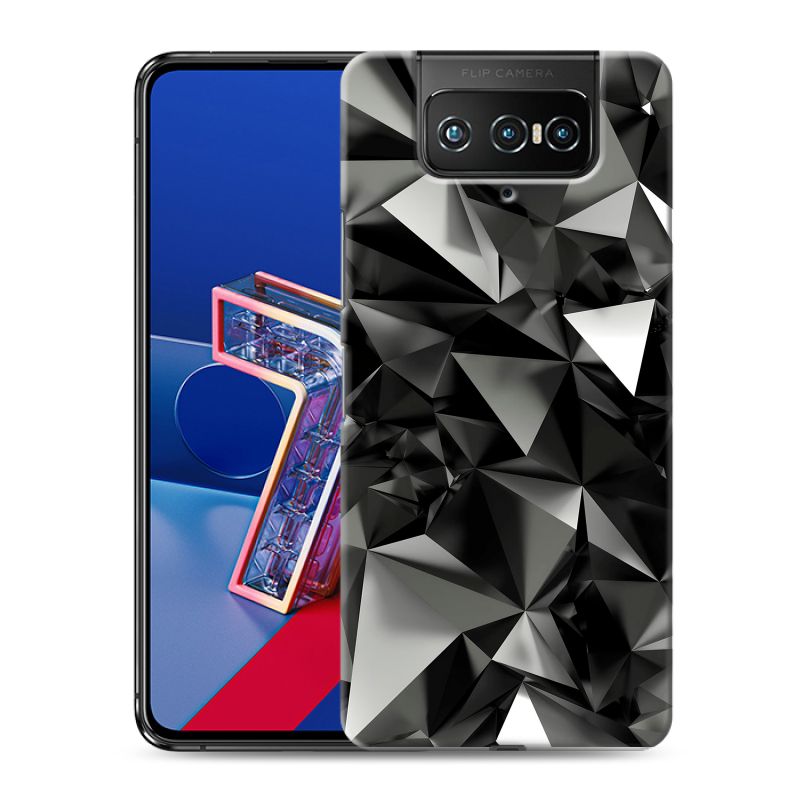 Силиконовый чехол на ASUS ZenFone 7 с принтом Черные кристаллы Силиконовый чехол на ASUS ZenFone 7 с принтом Черные кристаллы
