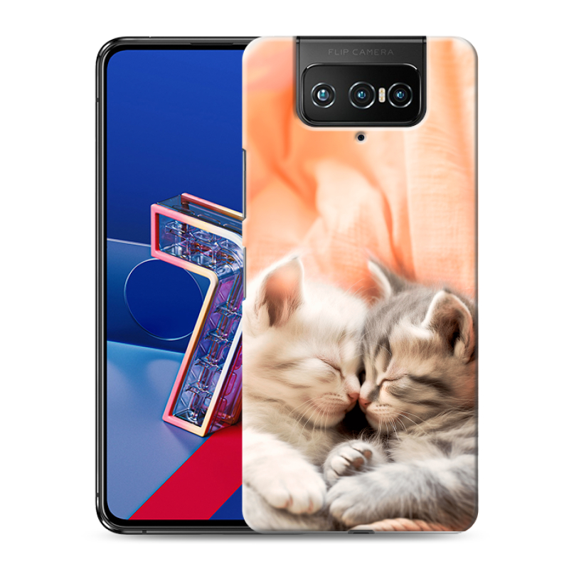 Силиконовый противоударный чехол на ASUS ZenFone 7 с принтом Котята Силиконовый противоударный чехол на ASUS ZenFone 7 с принтом Котята