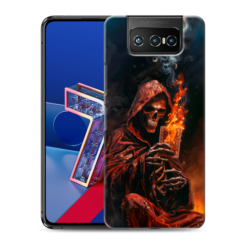 Силиконовый противоударный чехол на ASUS ZenFone 7 с принтом Скелет и карты Силиконовый противоударный чехол на ASUS ZenFone 7 с принтом Скелет и карты