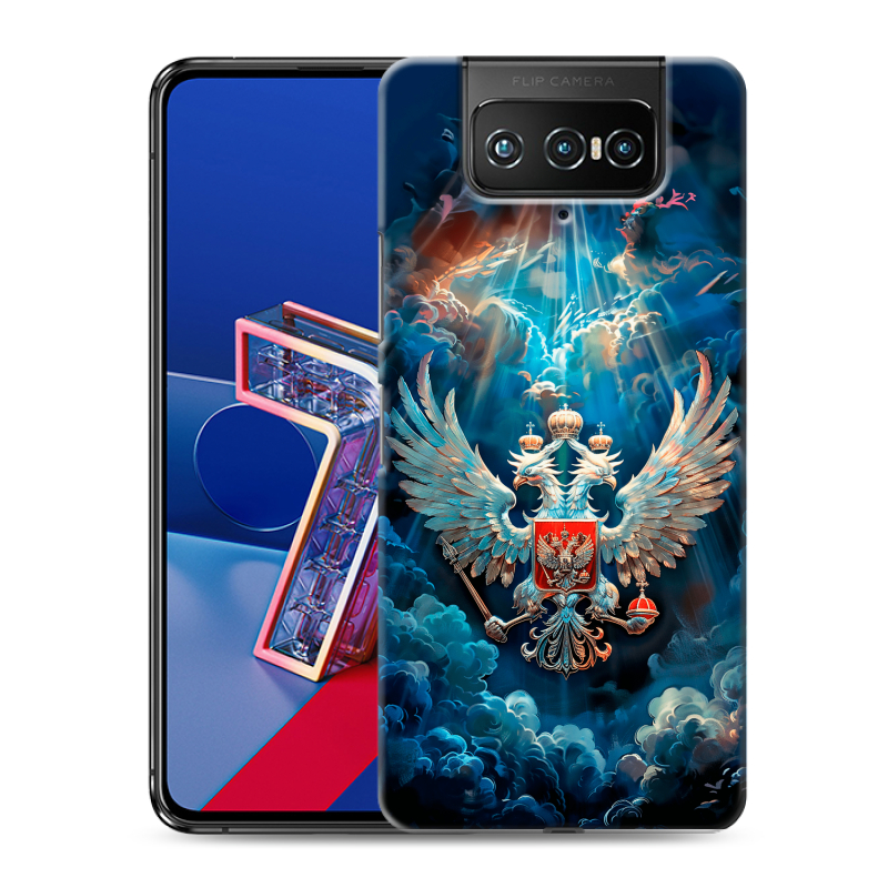 Силиконовый противоударный чехол на ASUS ZenFone 7 с принтом Герб флаг России Силиконовый противоударный чехол на ASUS ZenFone 7 с принтом Герб флаг России