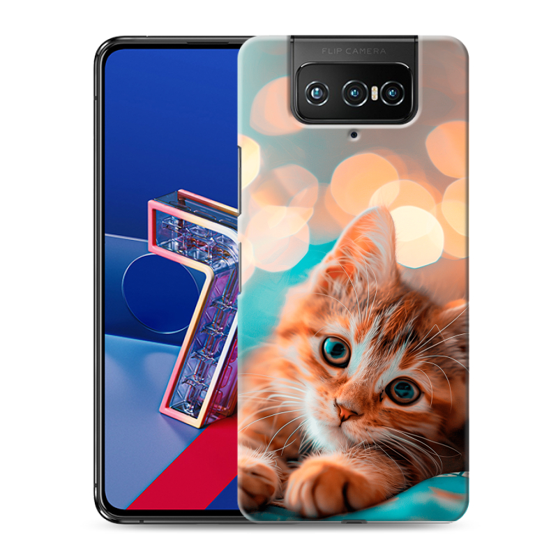 Силиконовый противоударный чехол на ASUS ZenFone 7 с принтом котик Силиконовый противоударный чехол на ASUS ZenFone 7 с принтом котик
