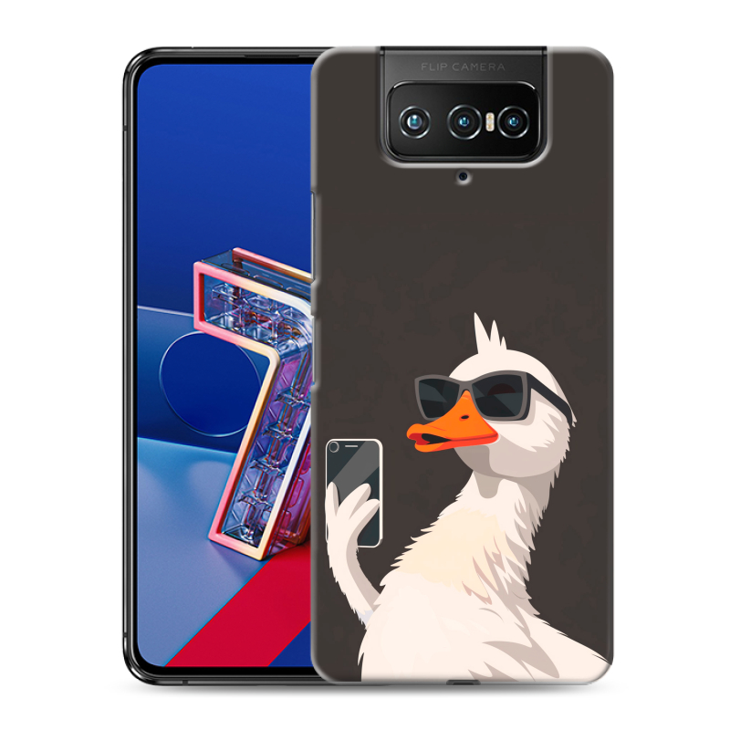 Силиконовый чехол на ASUS ZenFone 7 с принтом утка в очках Силиконовый чехол на ASUS ZenFone 7 с принтом утка в очках