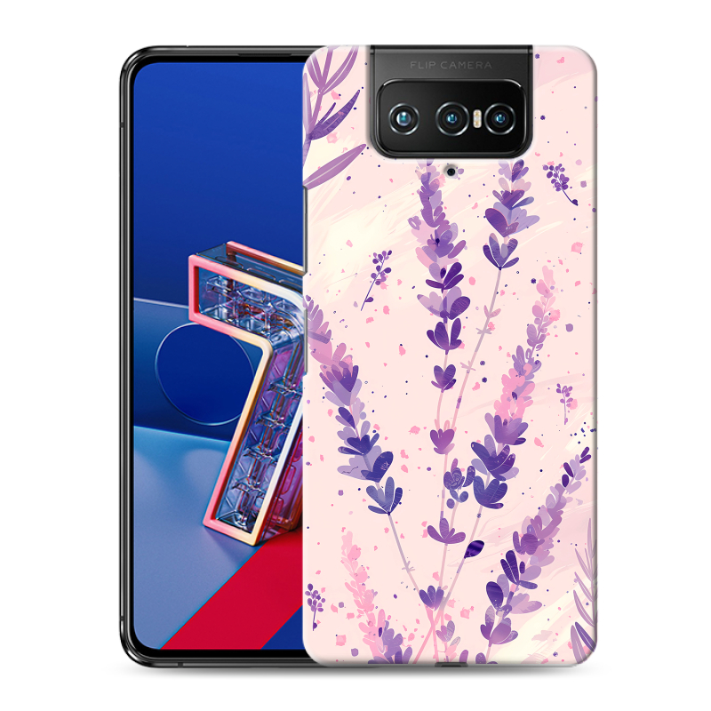 Силиконовый противоударный чехол на ASUS ZenFone 7 с принтом цветы лаванда Силиконовый противоударный чехол на ASUS ZenFone 7 с принтом цветы лаванда