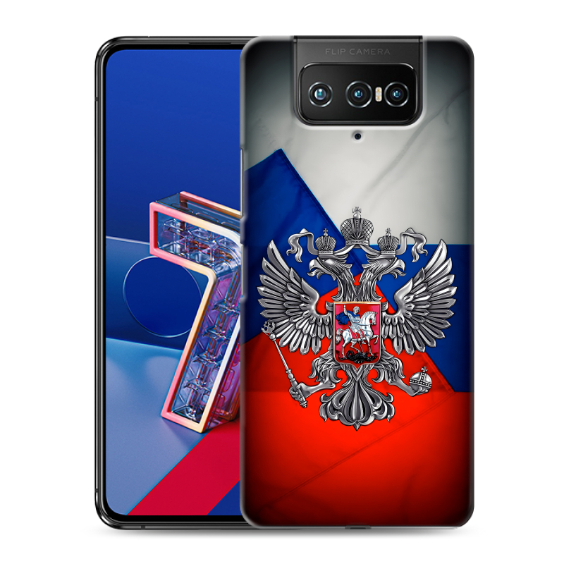 Силиконовый противоударный чехол на ASUS ZenFone 7 с принтом Флаг России Силиконовый противоударный чехол на ASUS ZenFone 7 с принтом Флаг России