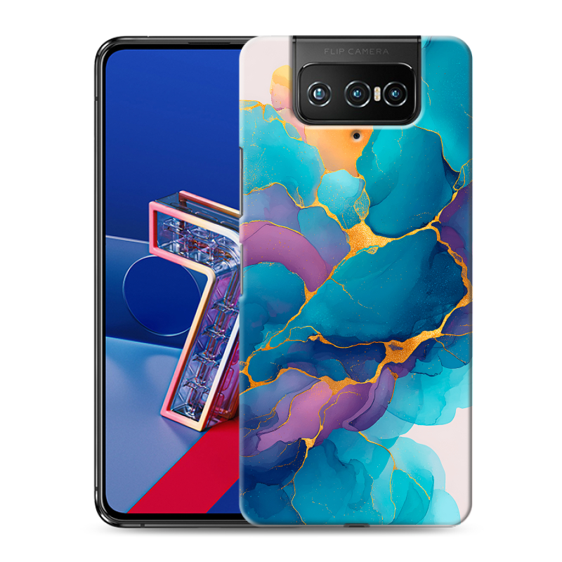 Силиконовый противоударный чехол на ASUS ZenFone 7 с принтом Мрамор блестки Силиконовый противоударный чехол на ASUS ZenFone 7 с принтом Мрамор блестки