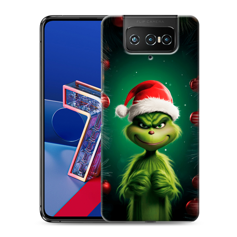 Силиконовый чехол на ASUS ZenFone 7 с принтом Гринч Новый год Рождество Силиконовый чехол на ASUS ZenFone 7 с принтом Гринч Новый год Рождество