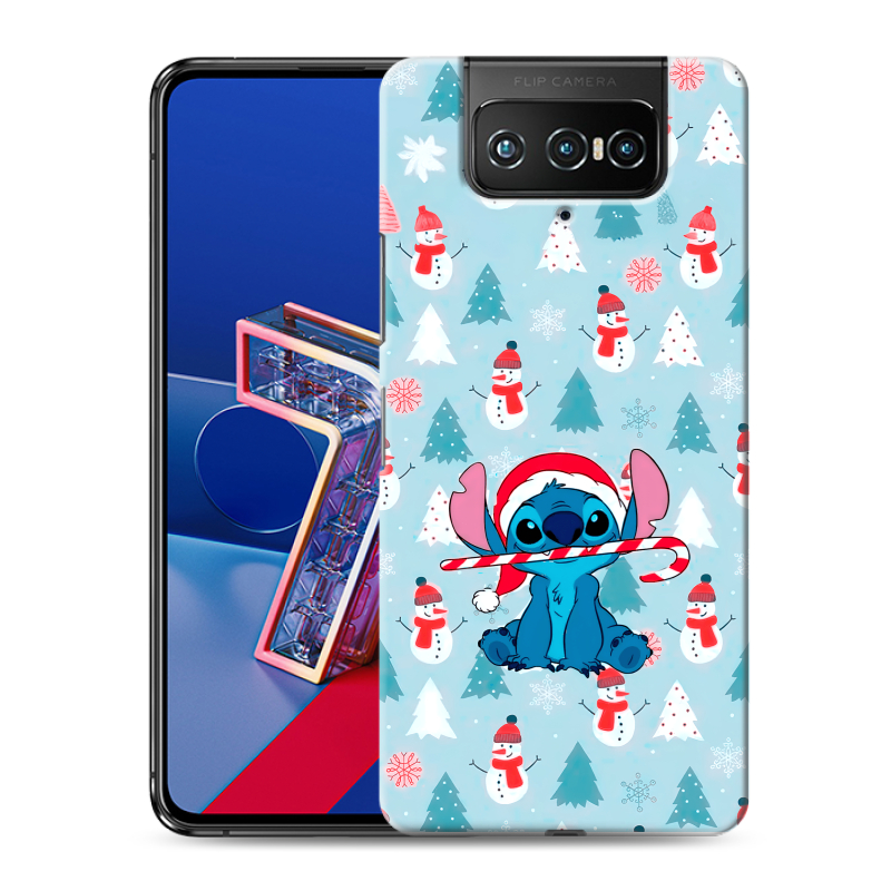 Силиконовый чехол на ASUS ZenFone 7 с принтом Стич Новый год Силиконовый чехол на ASUS ZenFone 7 с принтом Стич Новый год