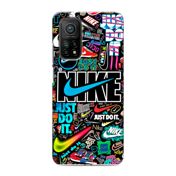 Силиконовый чехол на Xiaomi Mi 10T с принтом найк nike черный