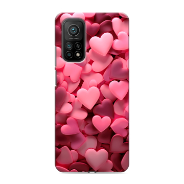 Силиконовый чехол на Xiaomi Mi 10T с принтом розовые сердечки Силиконовый чехол на Xiaomi Mi 10T с принтом розовые сердечки