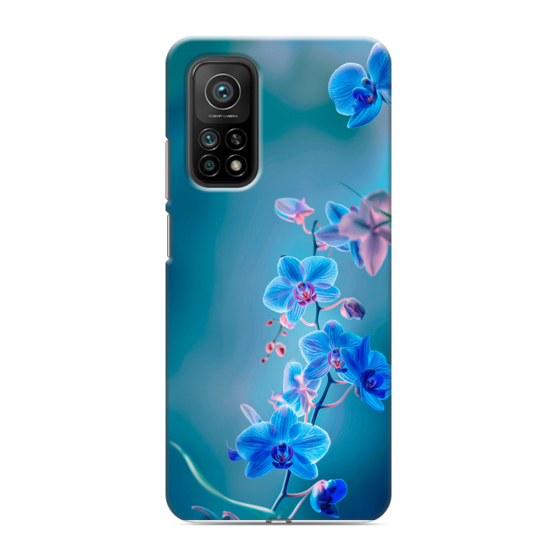 Пластиковый чехол на Xiaomi Mi 10T с принтом Голубые цветы Пластиковый чехол на Xiaomi Mi 10T с принтом Голубые цветы