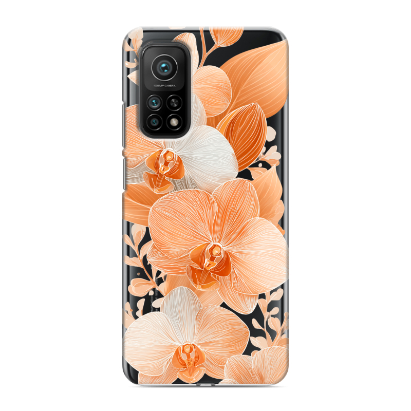 Силиконовый чехол на Xiaomi Mi 10T с принтом Бежевые цветы Силиконовый чехол на Xiaomi Mi 10T с принтом Бежевые цветы