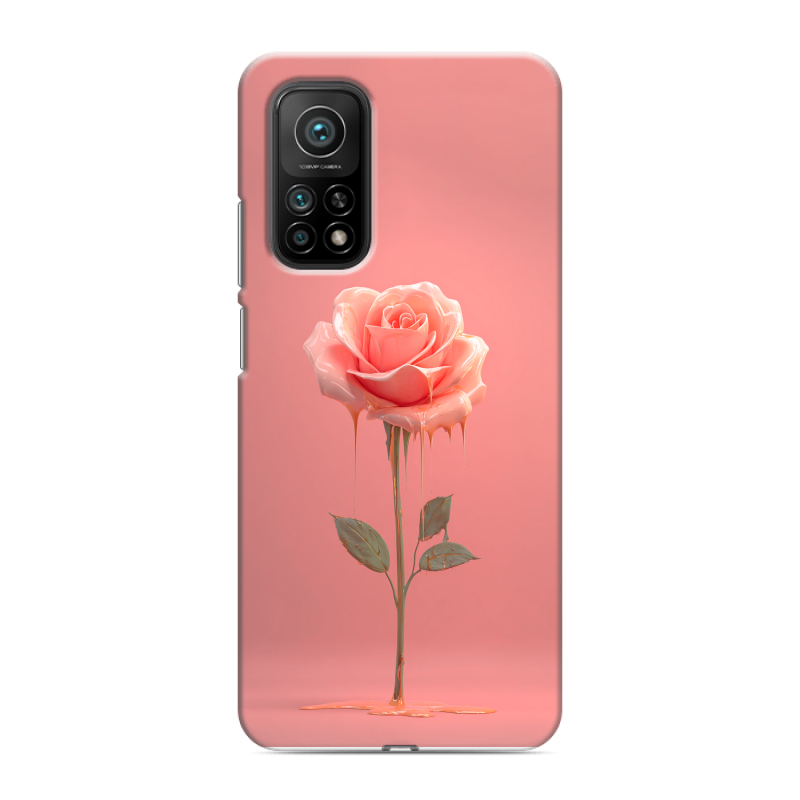Силиконовый противоударный чехол на Xiaomi Mi 10T с принтом Розовая роза Силиконовый противоударный чехол на Xiaomi Mi 10T с принтом Розовая роза