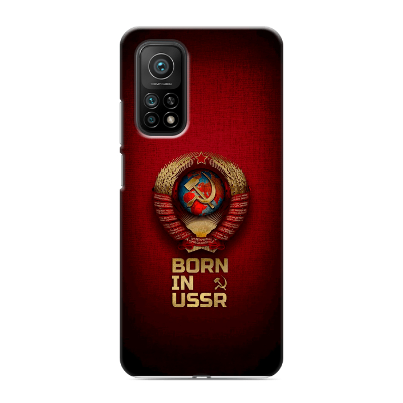 Силиконовый противоударный чехол на Xiaomi Mi 10T с принтом Флаг Герб СССР Силиконовый противоударный чехол на Xiaomi Mi 10T с принтом Флаг Герб СССР