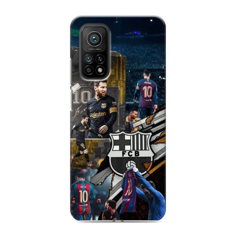 Силиконовый противоударный чехол на Xiaomi Mi 10T с принтом Messi Barcelona Силиконовый противоударный чехол на Xiaomi Mi 10T с принтом Messi Barcelona