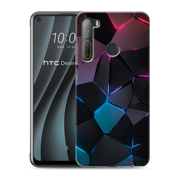 Силиконовый чехол на HTC Desire 20 Pro с принтом Геометрия неона