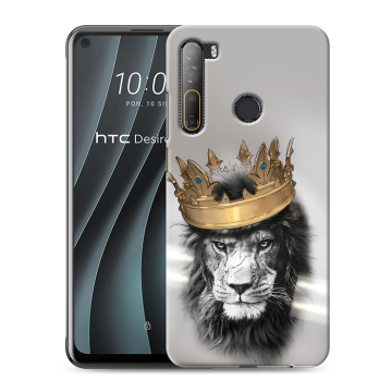 Силиконовый чехол на HTC Desire 20 Pro с принтом Лев с короной