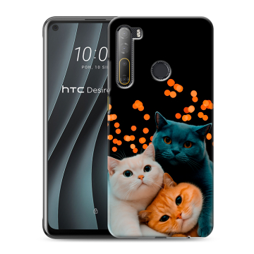 Силиконовый чехол на HTC Desire 20 Pro с принтом Кошки