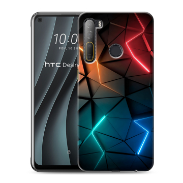 Силиконовый чехол на HTC Desire 20 Pro с принтом Абстракция неон