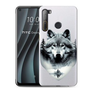 Силиконовый чехол на HTC Desire 20 Pro с принтом Волк в лесу