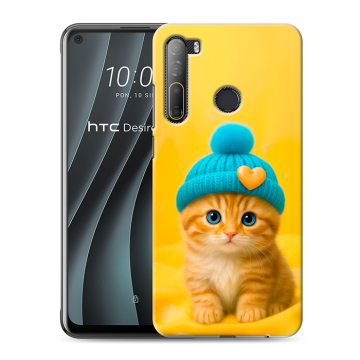 Силиконовый чехол на HTC Desire 20 Pro с принтом Котенок в шапке